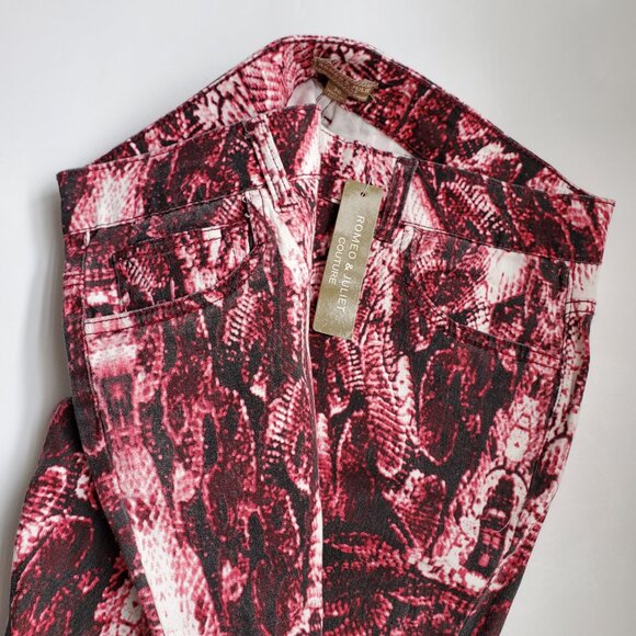 Women's Snakeskin Print Skinny Jeans Reptile Print Burgundy Merlot Pockets sz 30 - Picture 8 of 13